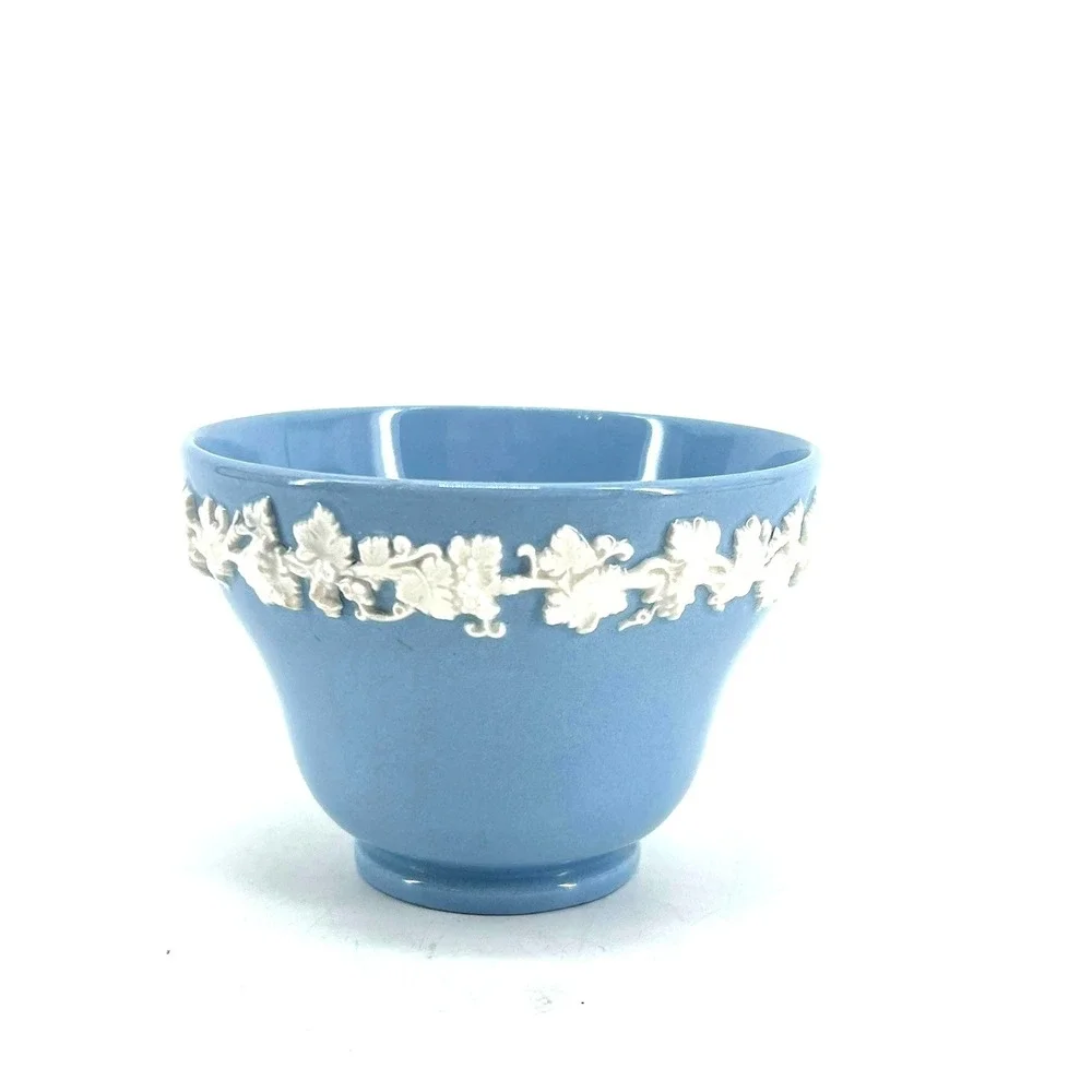 Wedgwood Etruria Queensware Blue Lavender Embossed Grapevine Smooth Edge Tea Cup